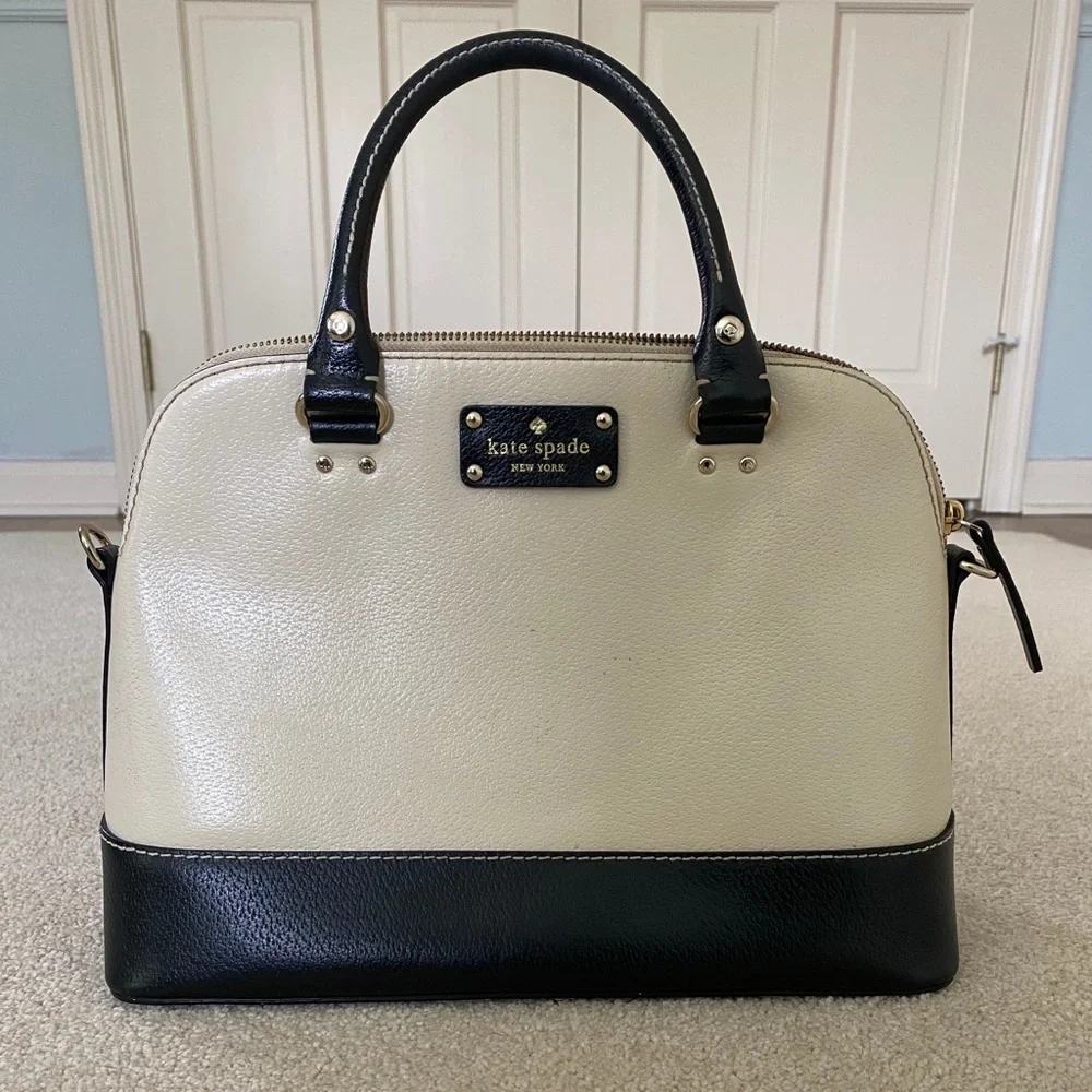 kate spade Cream and Black Leather Satchel